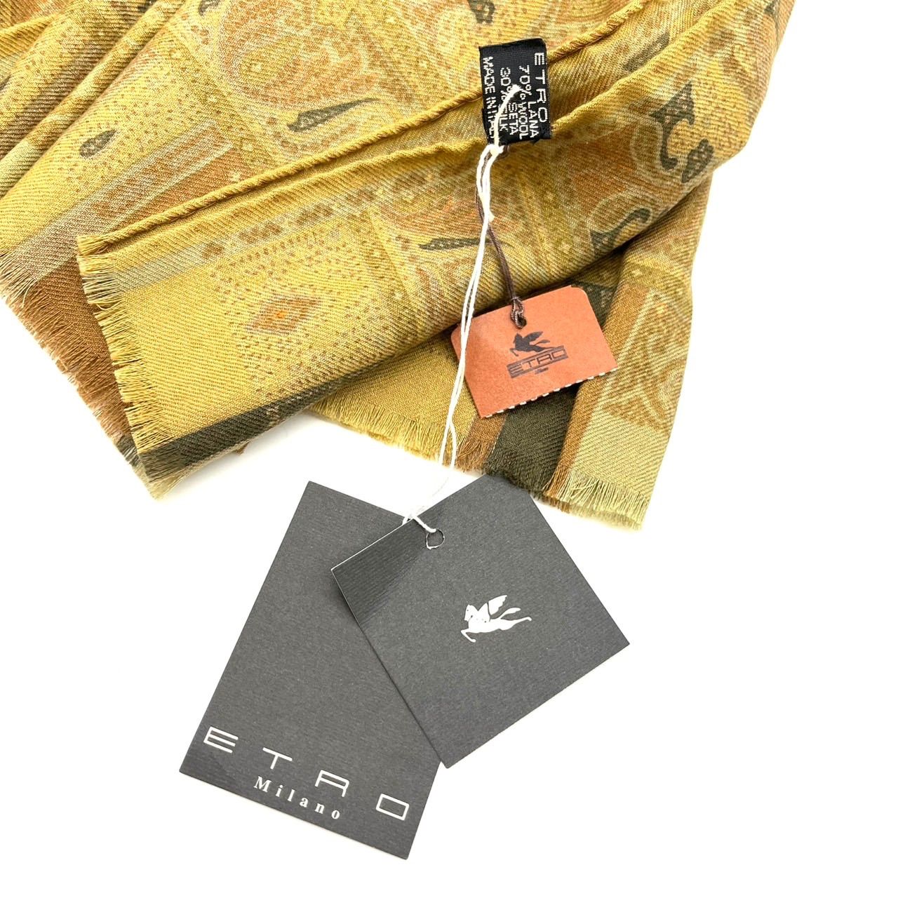 新品未使用】ETRO エトロ スカーフ ストール ペイズリー柄 イエロー