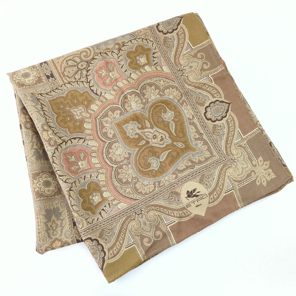 AH エトロ ETRO ペイズリー柄 大判スカーフ ウール シルク イタリア製