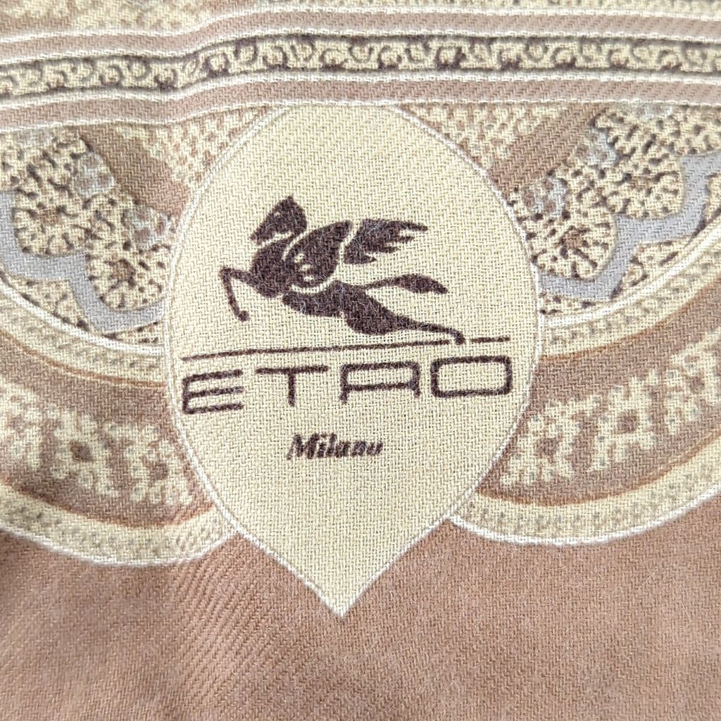 AH エトロ ETRO ペイズリー柄 大判スカーフ ウール シルク イタリア製