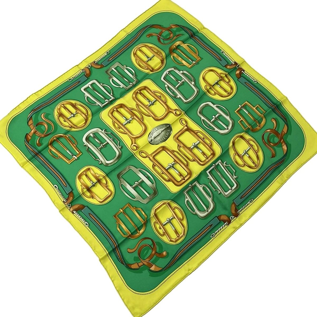 HERMES(エルメス) スカーフ美品 カレ70 グリーン×イエロー×マルチ