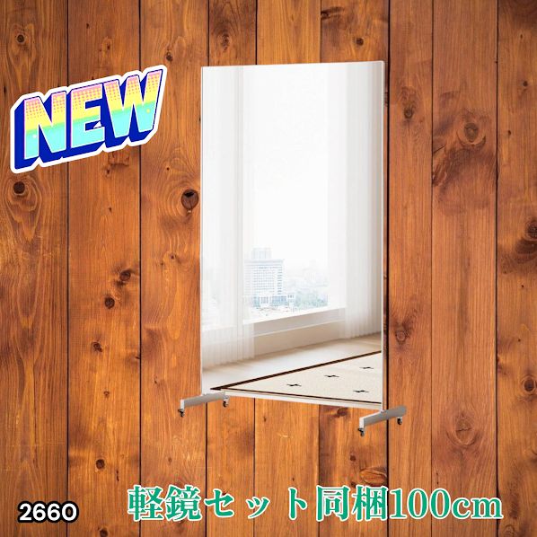 フィルムミラー 全身鏡 幅100x160cm 軽壁掛け鏡 白 キャスター付 2660 割れない 鏡 ホワイト 壁掛け 可能 キャスター付き ミラー 全身鏡