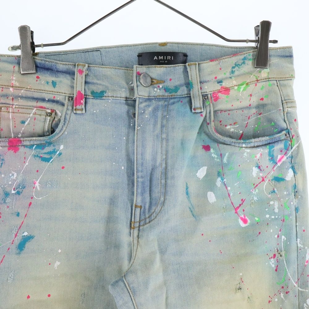 AMIRI アミリ スキニーデニム ペイント ダメージ加工 サイズ32 AMIRI（アミリ） ダメージ ジーンズ MX1 JEAN PXMD001-CLAY INDIGO