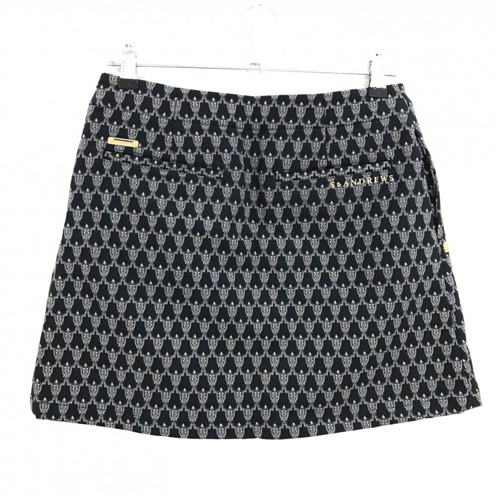 超美品】セントアンドリュース スカート 黒×グレー 総柄 裏微起毛