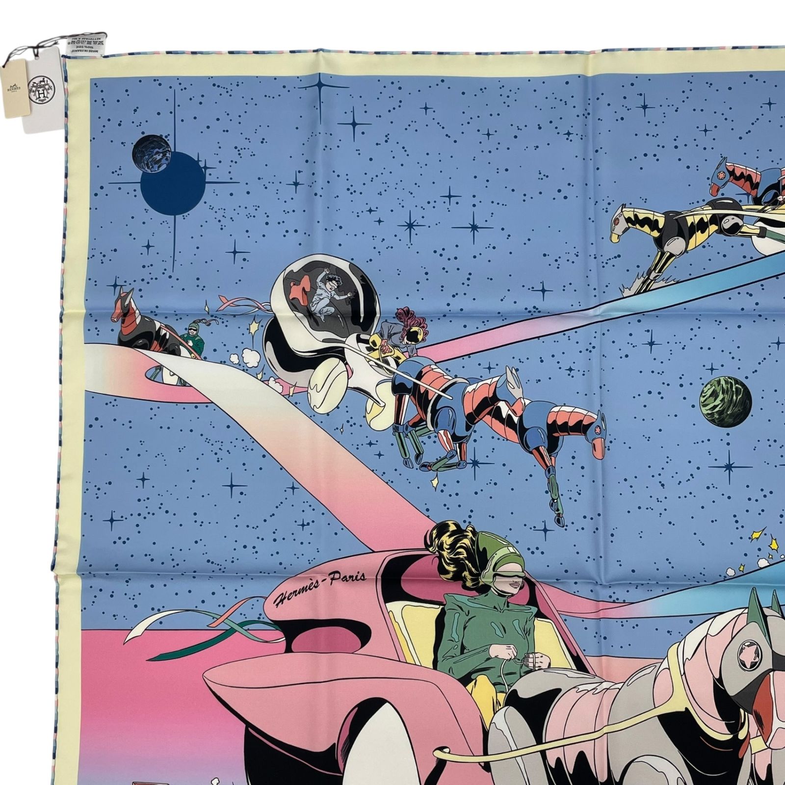 未使用品 Hermes エルメス カレ90 シルク100％ スカーフ Space Derby