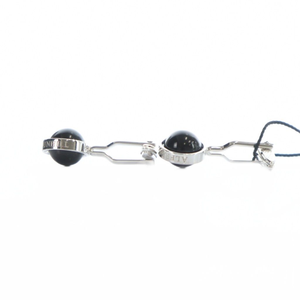 ダンヒル dunhill カフスボタン ブラックオニキス シルバーカラー 銀色