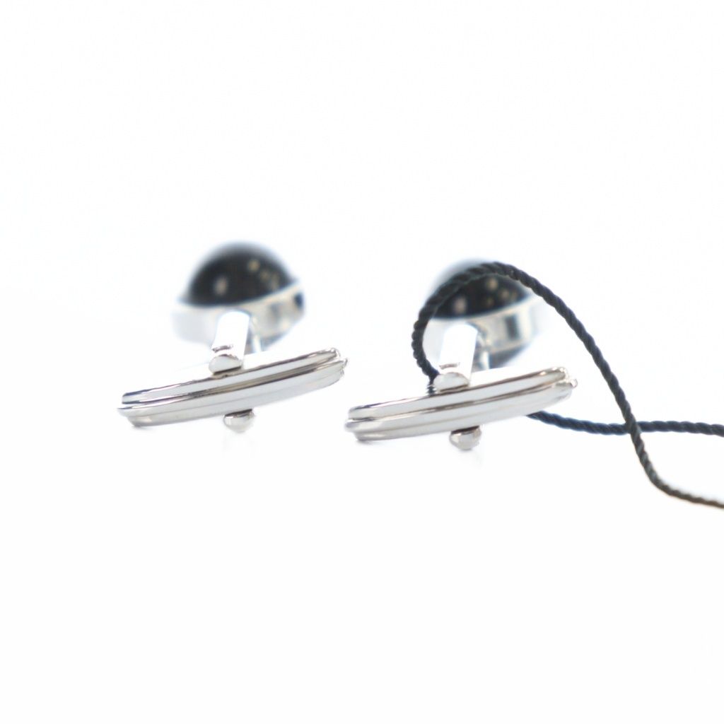 ダンヒル dunhill カフスボタン ブラックオニキス シルバーカラー 銀色