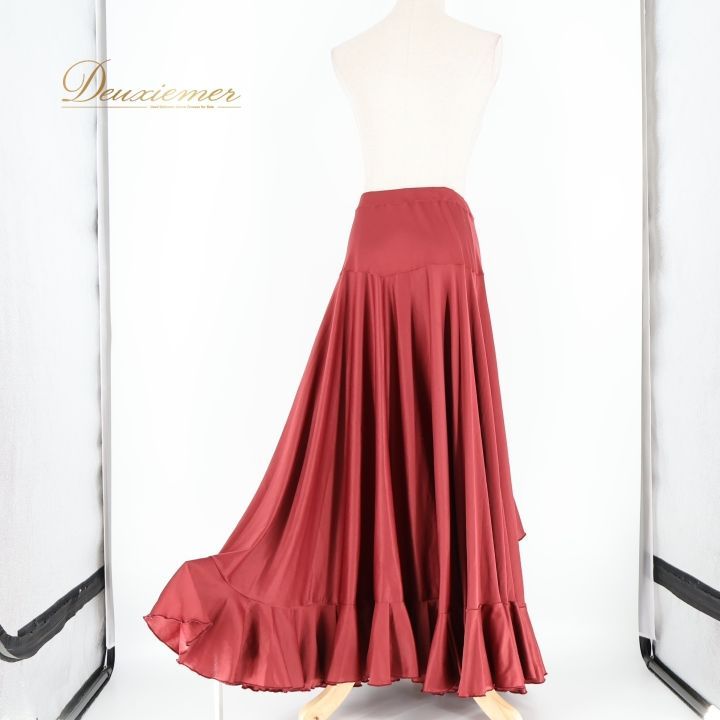 フラメンコ 衣装 ファルダ スカート レッド系 ブラウン系 無地