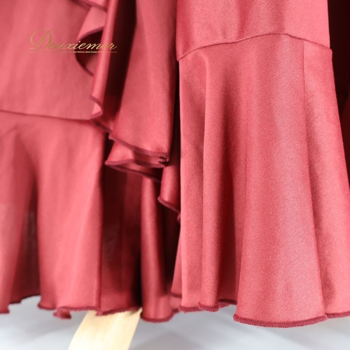 フラメンコ スカート フリル付き ブラウン 赤 フラメンコ 衣装