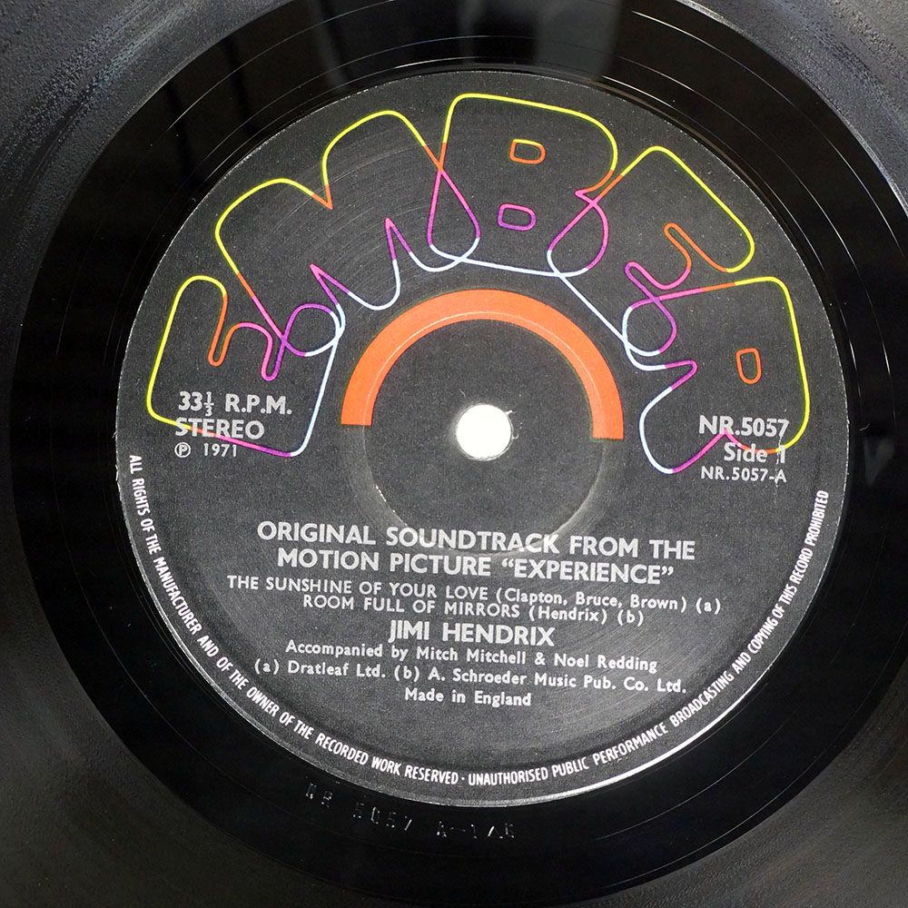 UK盤 JIMI HENDRIX/ORIGINAL SOUND TRACK 'EXPERIENCE'/EMBER NR5057