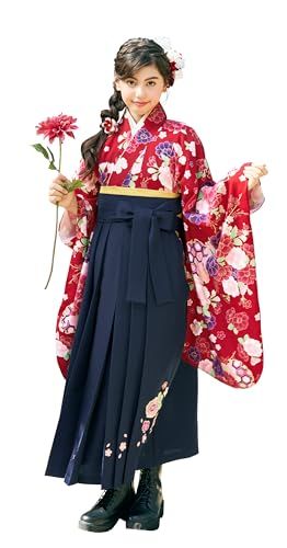 アリサナ 袴 小学生 セット 卒業式 女の子 着付け不要 簡単 着物 半襟付き襦袢 帯枕付き帯 腰紐の5点 a 8 abcf 9 b