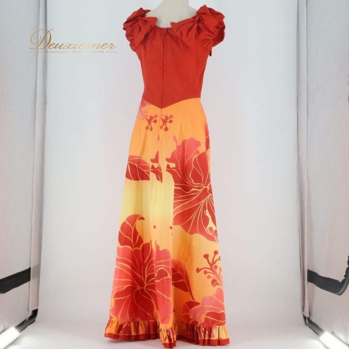 フラダンス 衣装 ワンピース ドレス レッド系 アロハスタンダード 日本