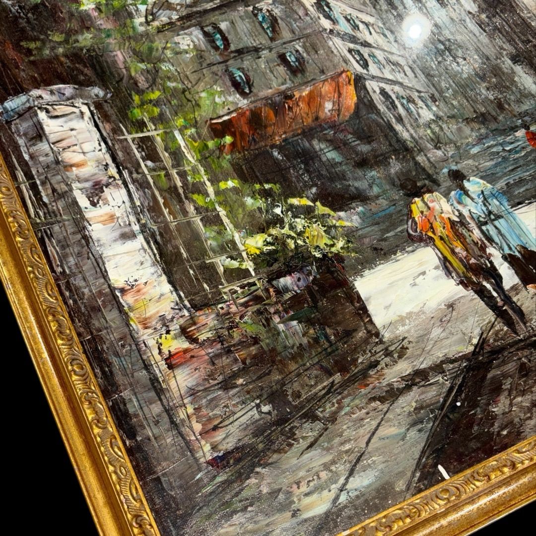 油絵 フランスの街並み ヴィンテージ 油絵 フランスの街並み ヴィンテージ 油絵 フランスの街並み