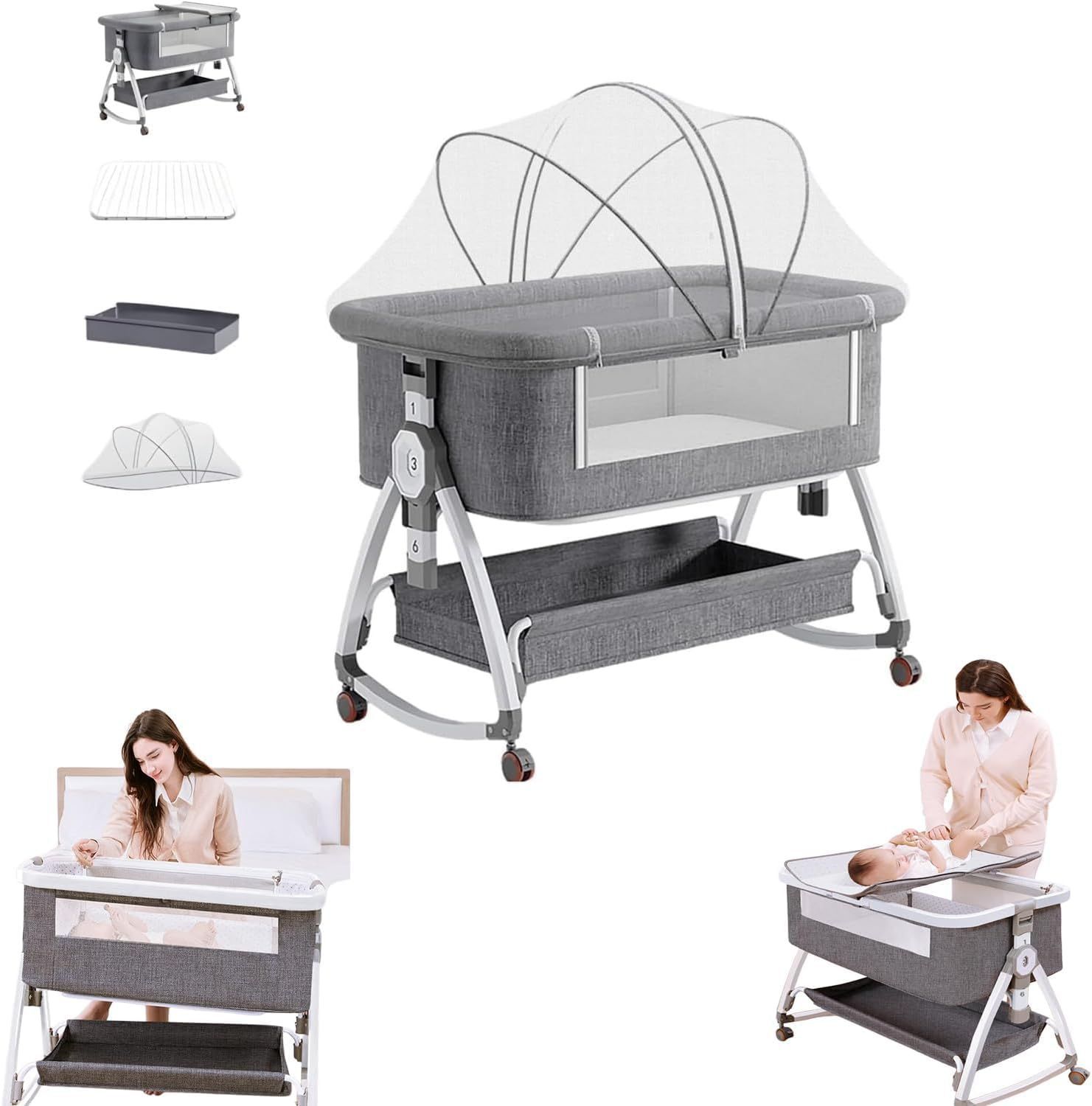 新生児ベッド 高さ6段調節可能 乳児用ベッド 睡吐防止 多機能 ベビー