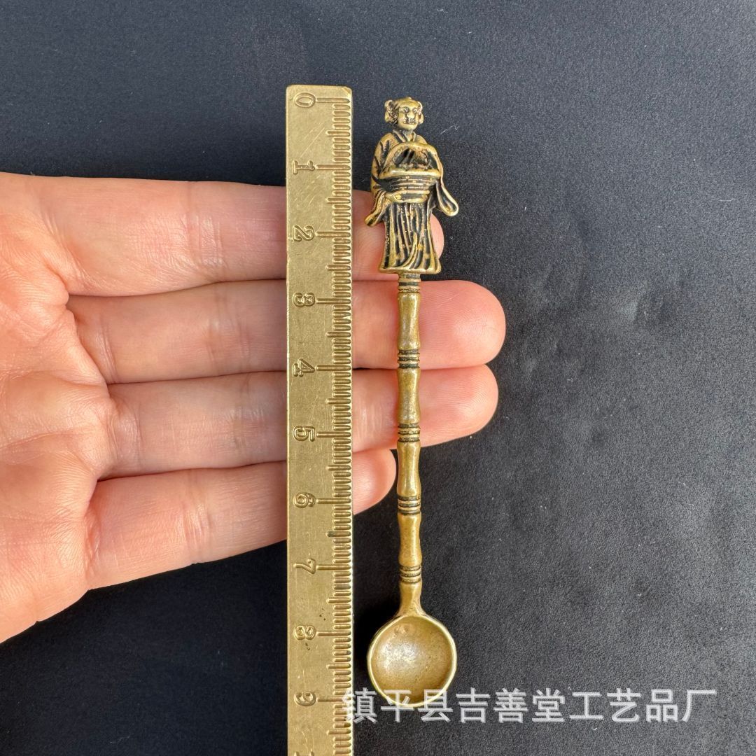 アンティーク八仙スプーン アンティーク風 イエロースモールスプーン