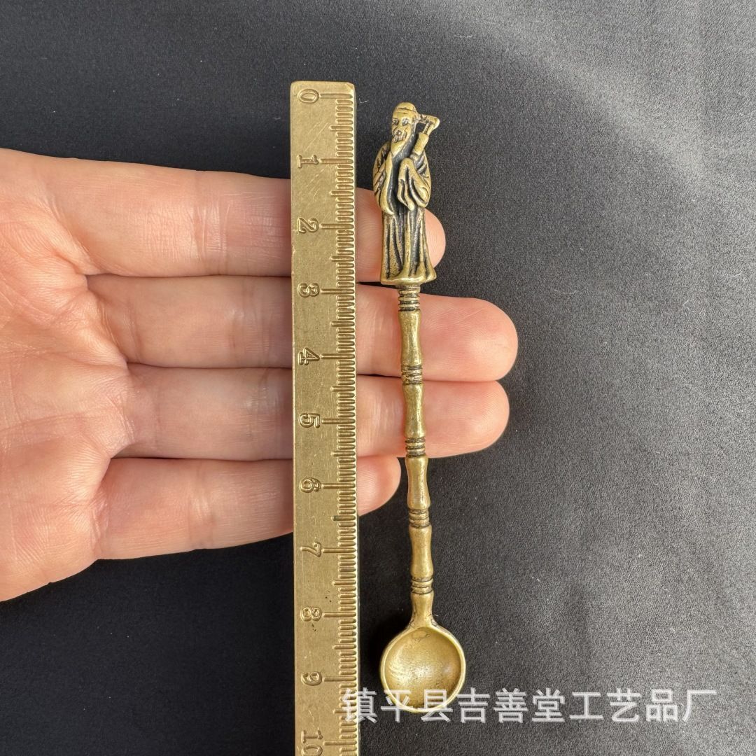 アンティーク八仙スプーン アンティーク風 イエロースモールスプーン