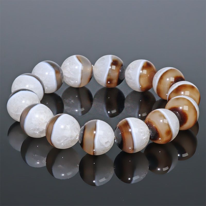 K2057-5〕高品質 レア 約15.8mm 天然一線薬師天地天珠瑪瑙