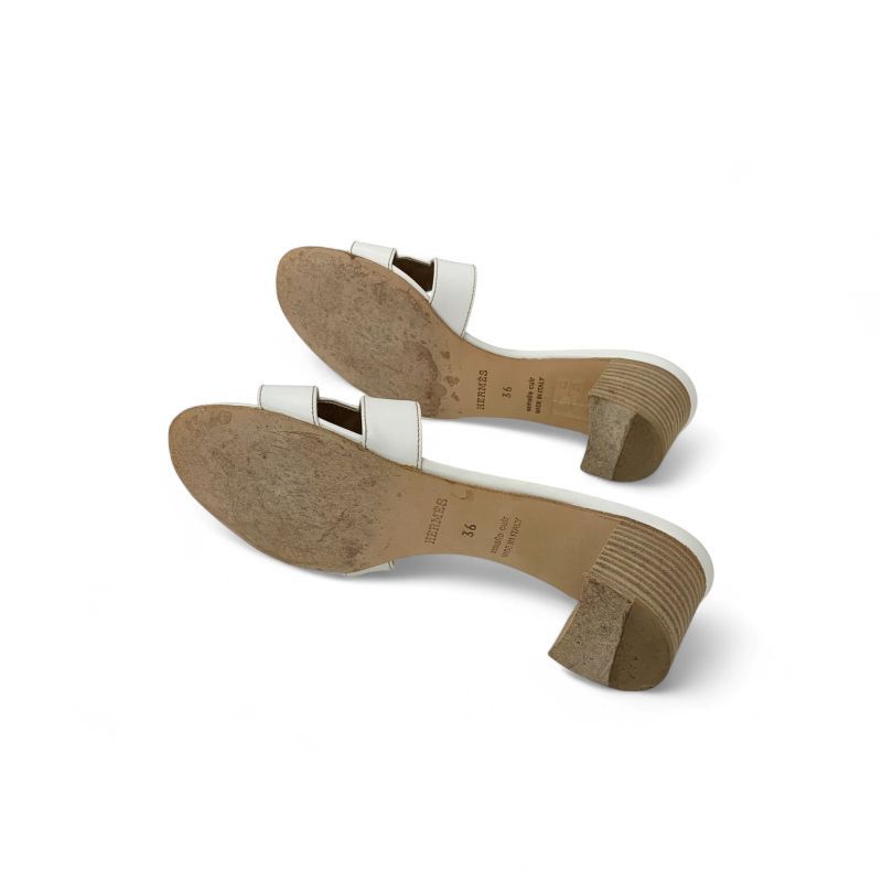 エルメス HERMES オアジス サンダル 靴 シューズ レザー ホワイト 白