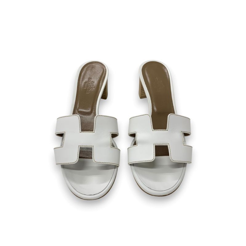 エルメス HERMES オアジス サンダル 靴 シューズ レザー ホワイト 白