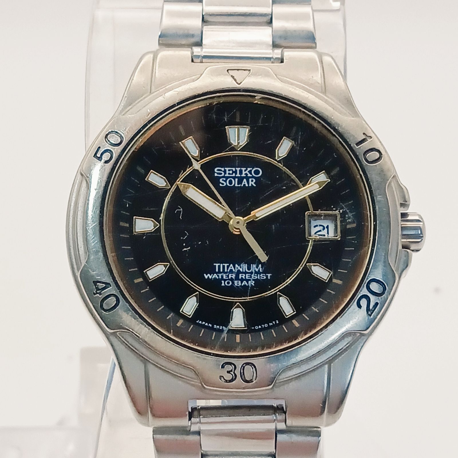 稼働 良品】0121-8 SEIKO SOLAR セイコー ソーラー チタン 5K25-0A60 