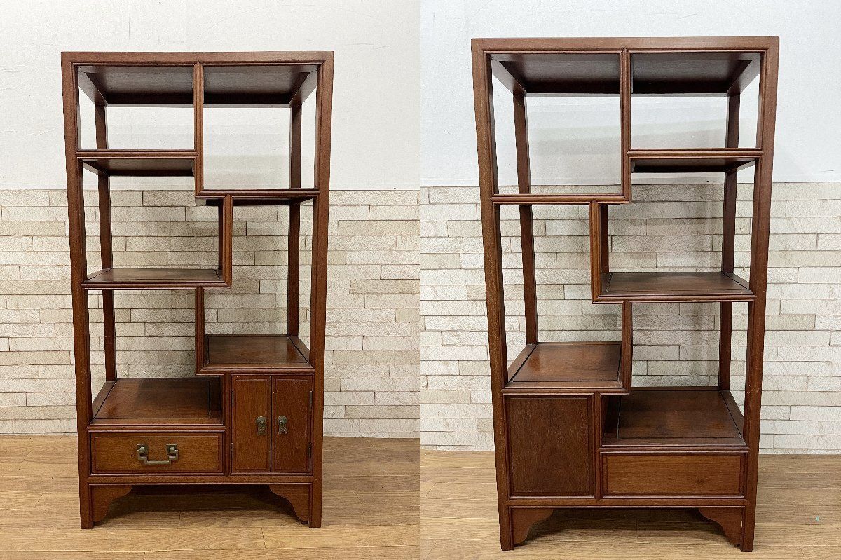 ○GEORGE ZEE 唐木家具 花梨 飾り棚 茶棚 違い棚 茶箪笥 キャビネット