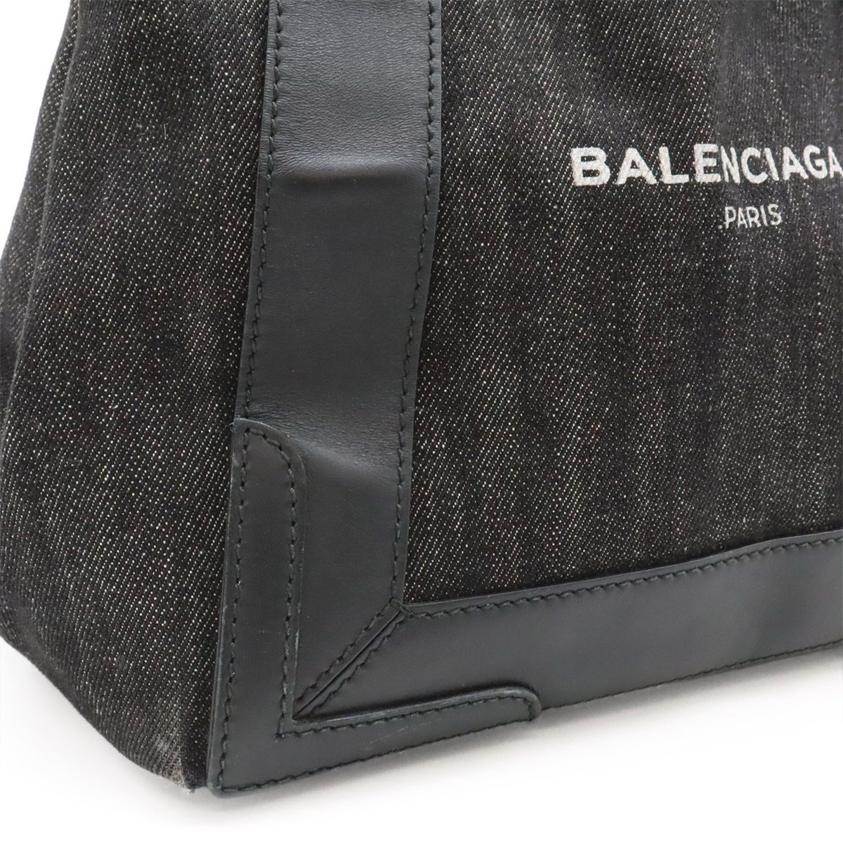 BALENCIAGA バレンシアガ ネイビーカバス S スモール ロゴ