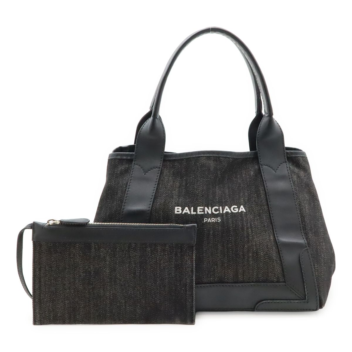 BALENCIAGA バレンシアガ ネイビーカバス S スモール ロゴ