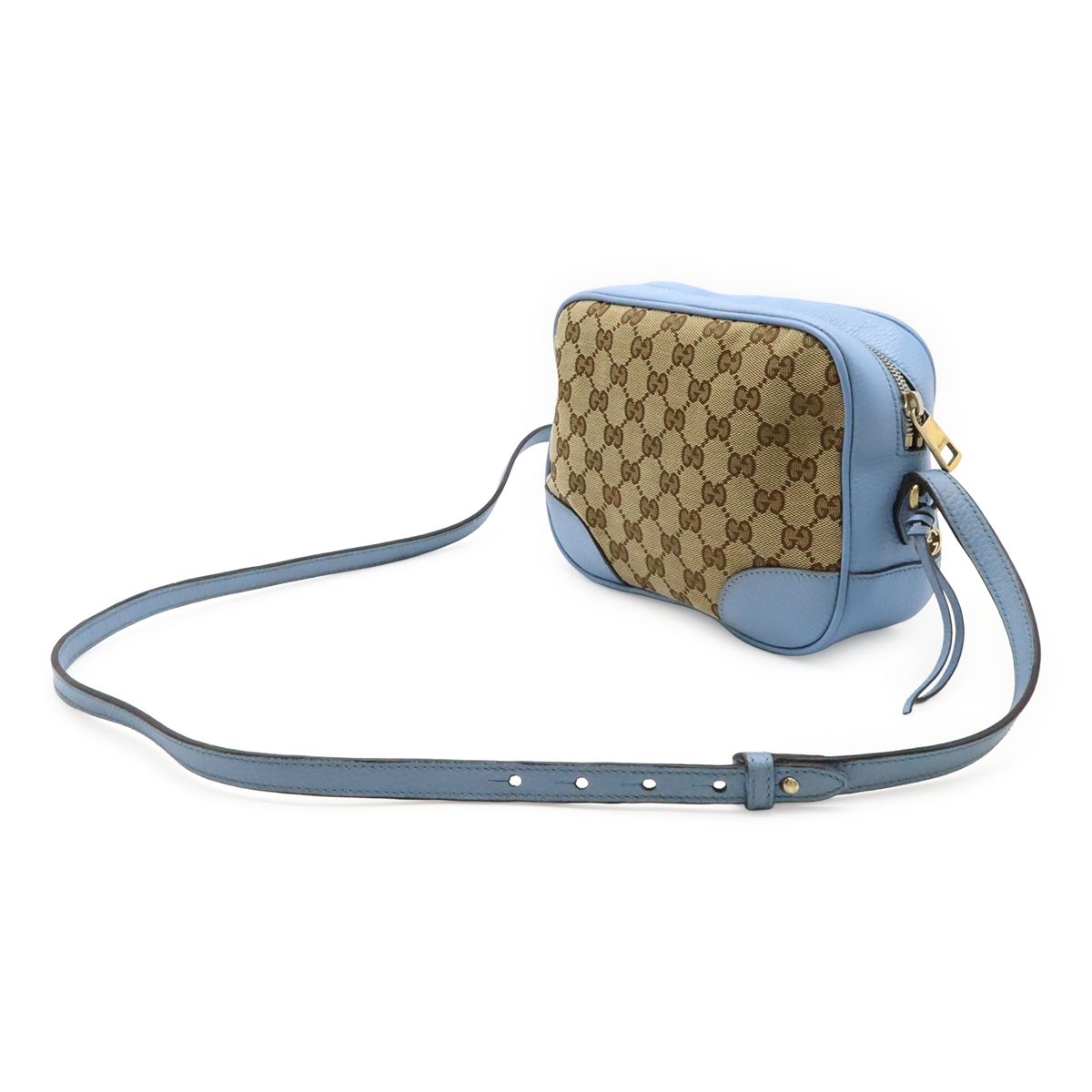 GUCCI水色と金色のショルダーバッグ GUCCI グッチ ブリー GGキャンバス ショルダーバッグ ポシェット