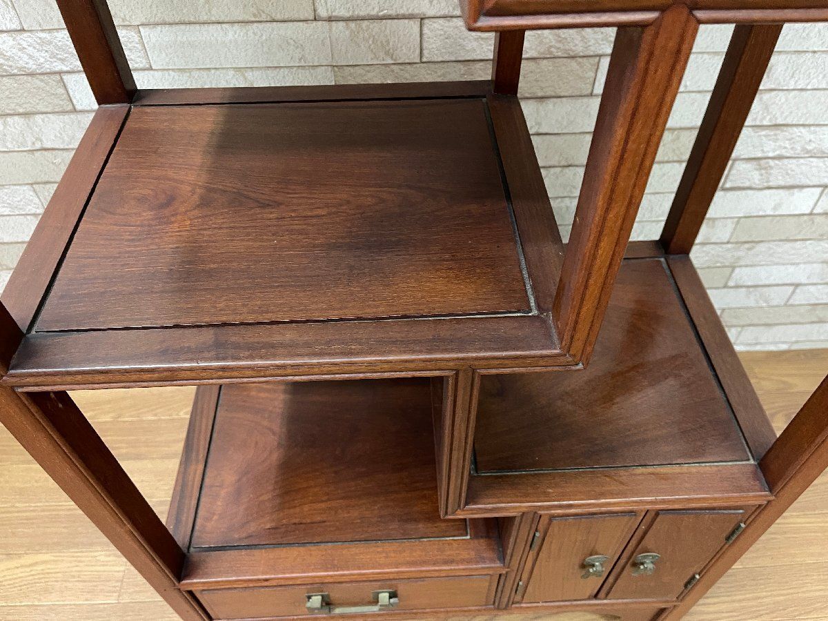○GEORGE ZEE 唐木家具 花梨 飾り棚 茶棚 違い棚 茶箪笥 キャビネット