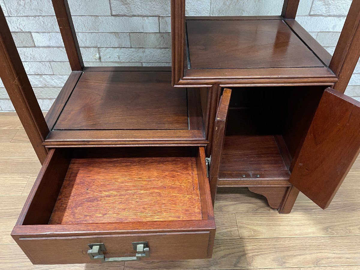 ○GEORGE ZEE 唐木家具 花梨 飾り棚 茶棚 違い棚 茶箪笥 キャビネット
