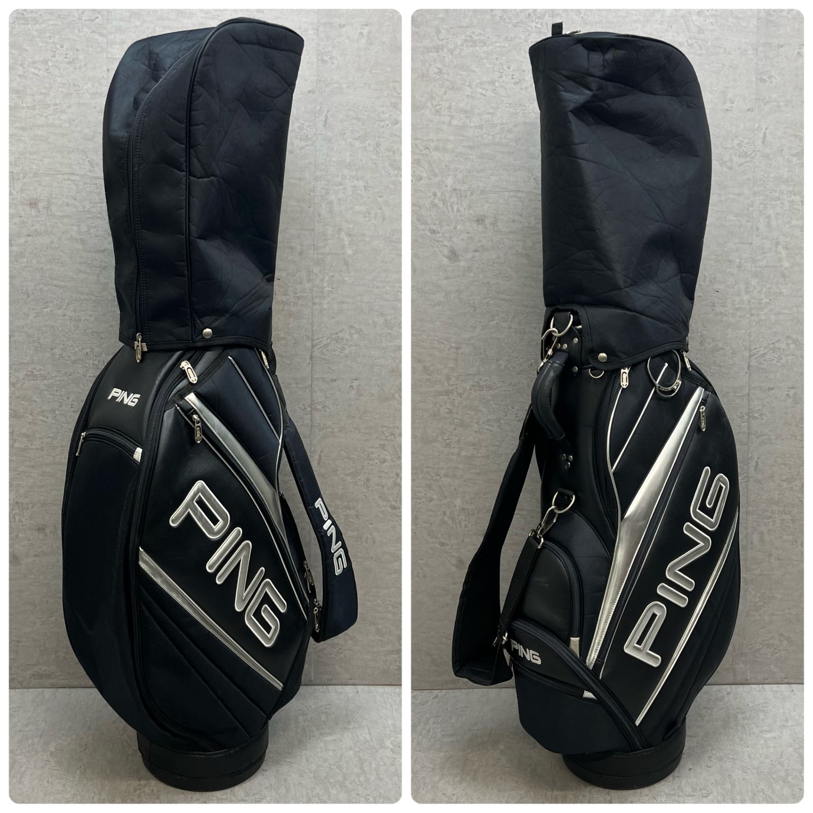 PING ゴルフ用 カート式キャディバッグ プラック 黒 約8.5型