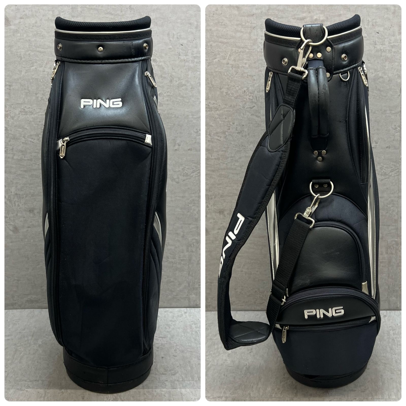 PING ゴルフ用 カート式キャディバッグ プラック 黒 約8.5型