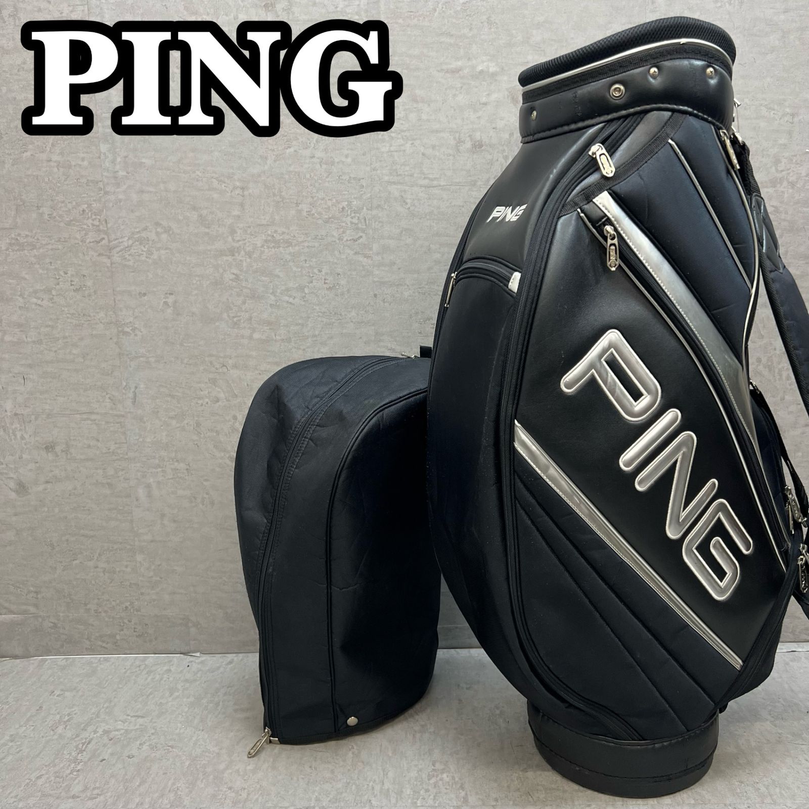 PING ゴルフ用 カート式キャディバッグ プラック 黒 約8.5型