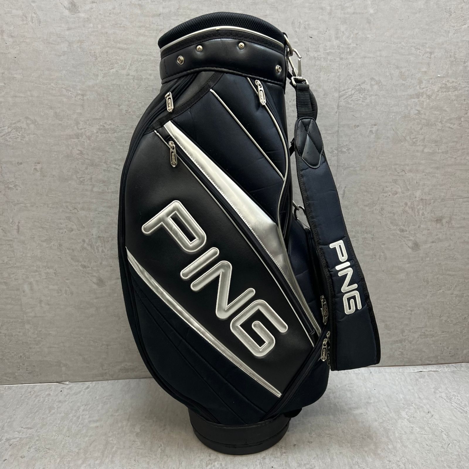 PING ゴルフ用 カート式キャディバッグ プラック 黒 約8.5型