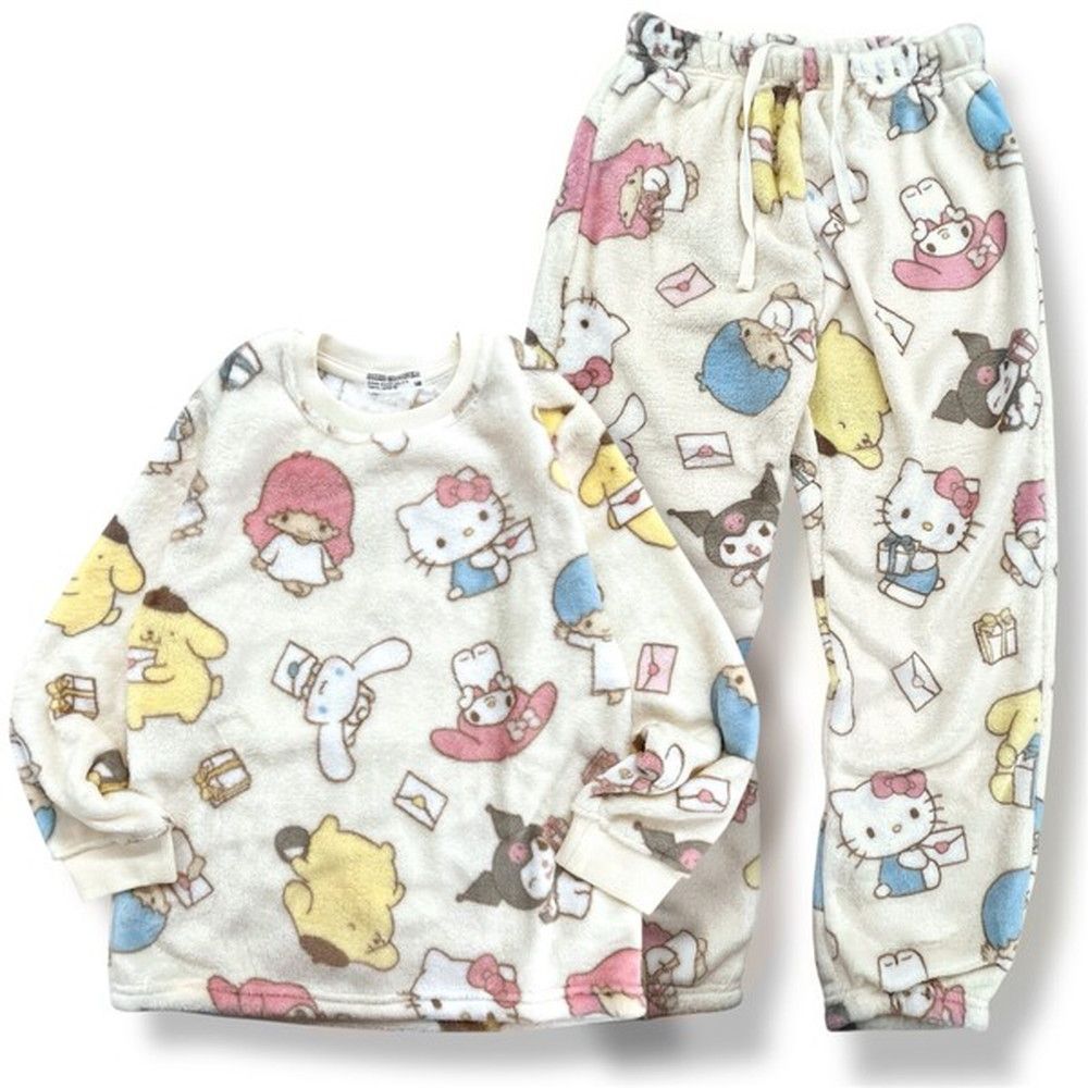 サンリオキャラクターズ 子供 キッズ 総柄 上下セット ボア フリース ルームウェア パジャマ sm6654-144