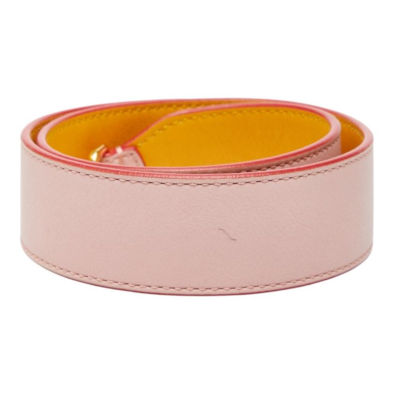 フェンディ ストラップユー ロング ロゴ ピンク イエロー レザー