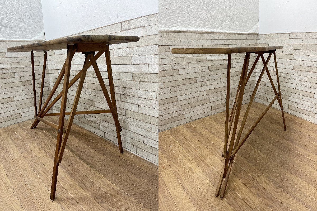 ○ヴィンテージ 木製折り畳み式アイロン台 ウッドアイロンテーブル