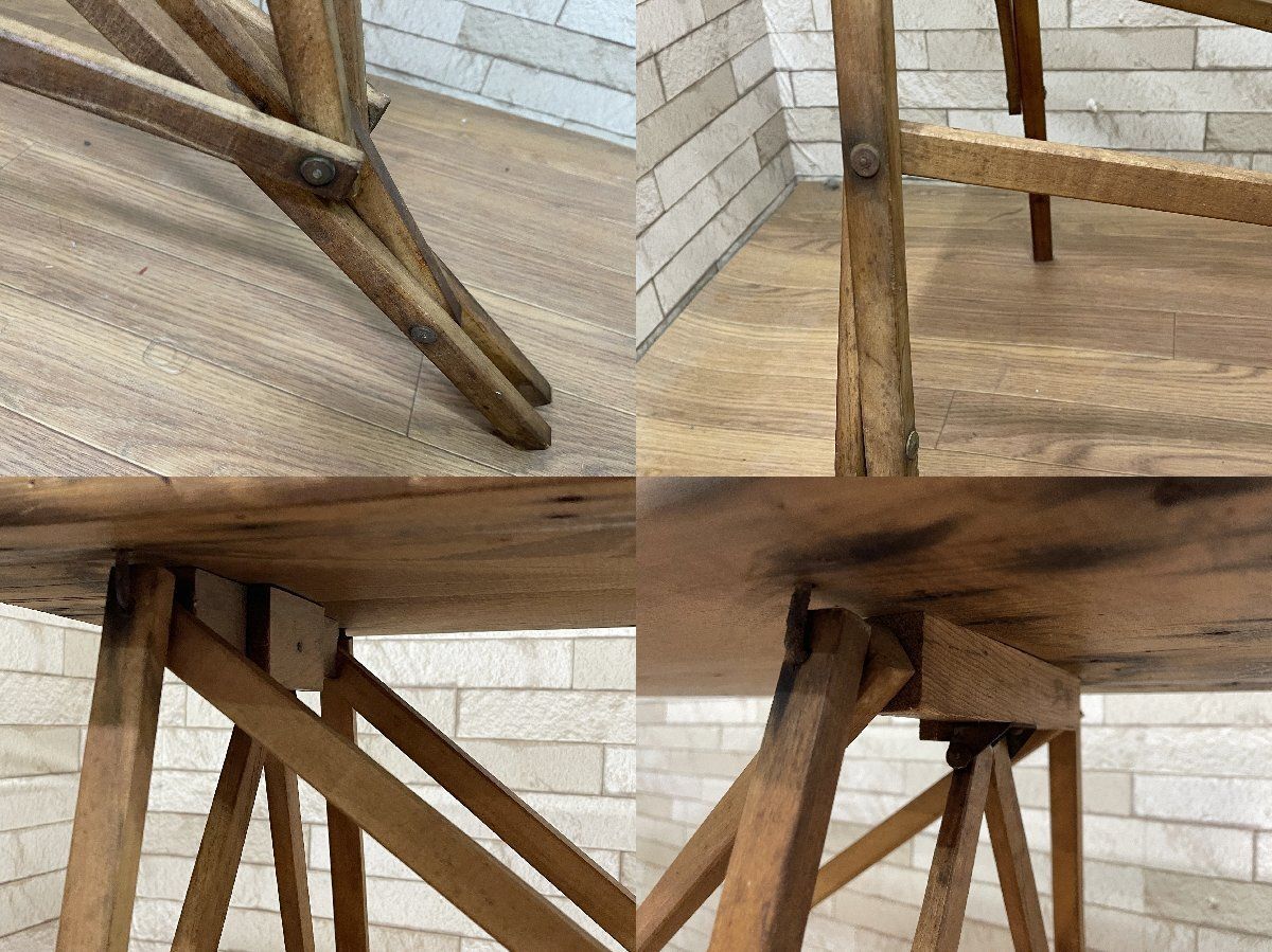 ○ヴィンテージ 木製折り畳み式アイロン台 ウッドアイロンテーブル