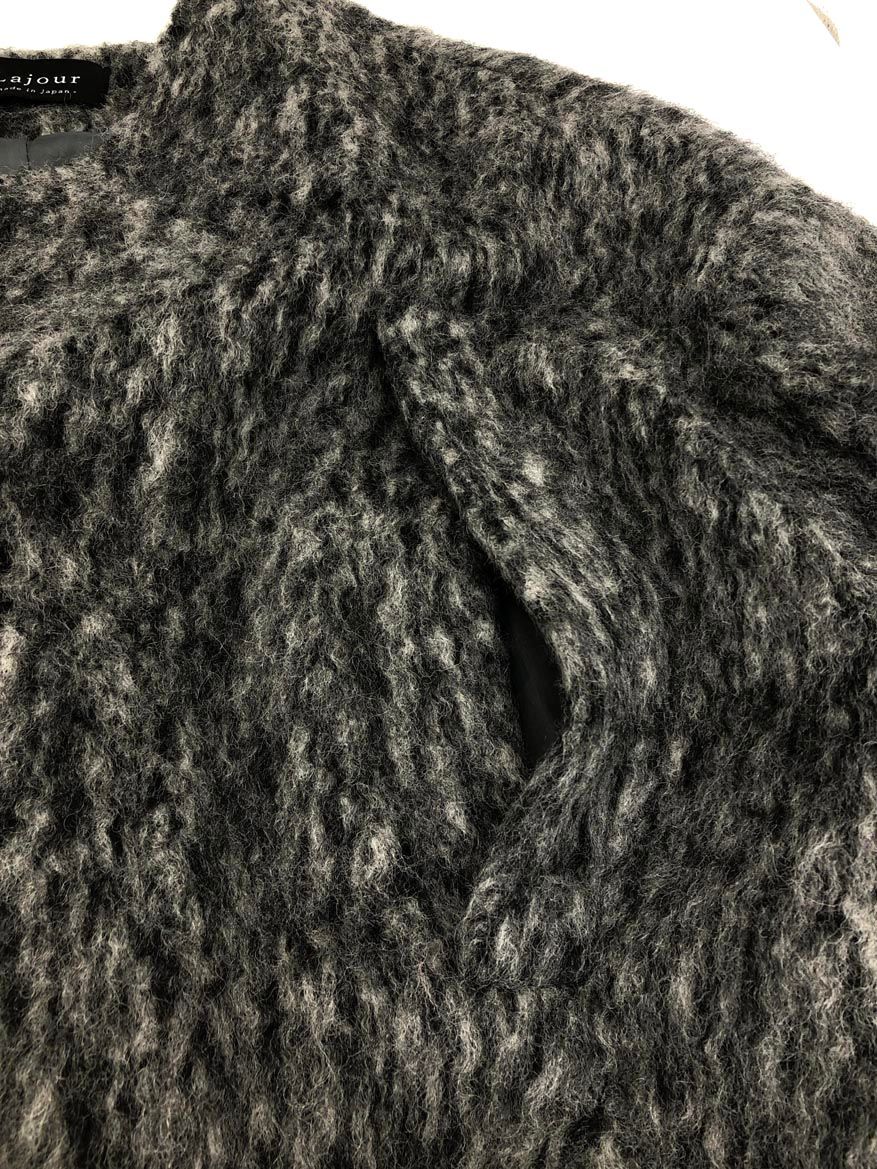 Lajour ラジュール made in Japan 2WAY オーバーサイズ シャギー コート sizeF/チャコール ◆■◎レディース
