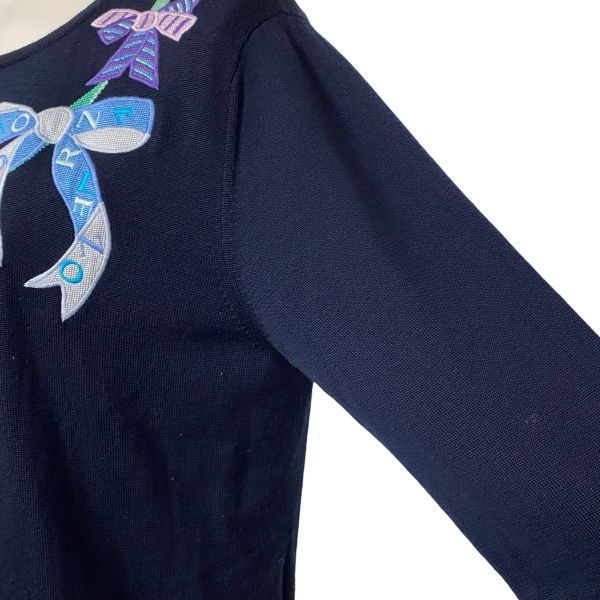 ◇ レオナールスポーツ LEONARD クルーネックニットセーター 七分袖 花