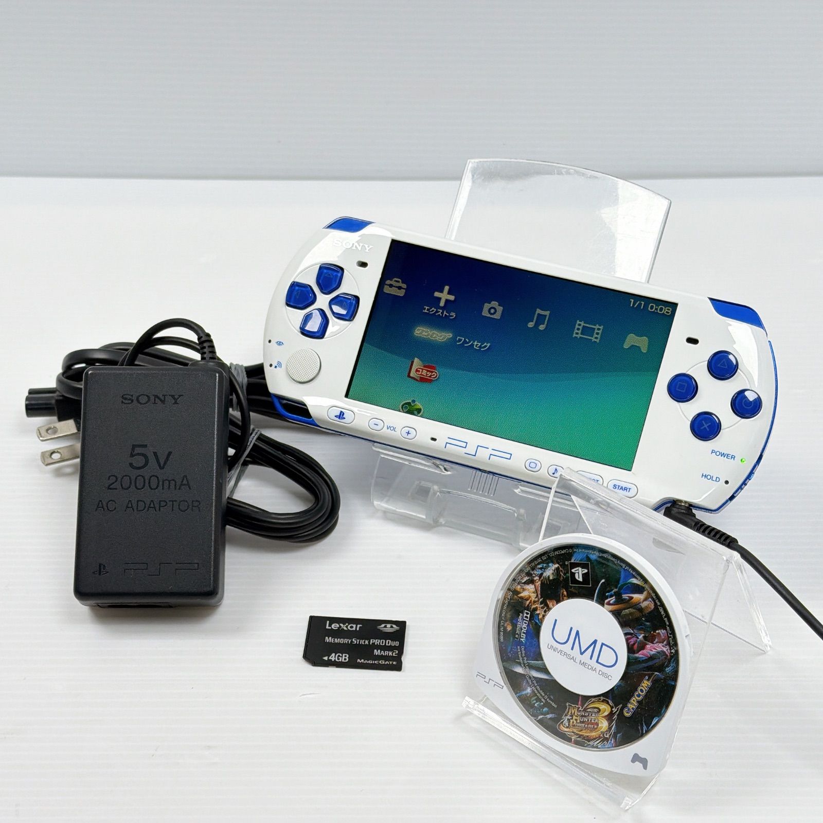 美品 PSP 3000 ホワイトブルー 遊べるセット 動作確認済み FW6.60 中期