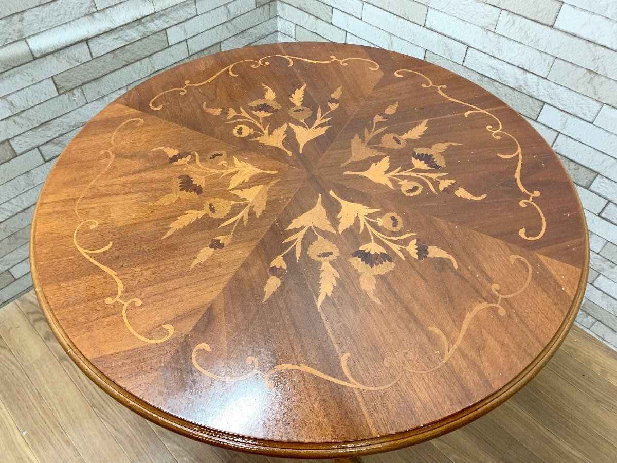 ◇象嵌細工 カフェテーブル 丸テーブル アンティーク コーヒーテーブル