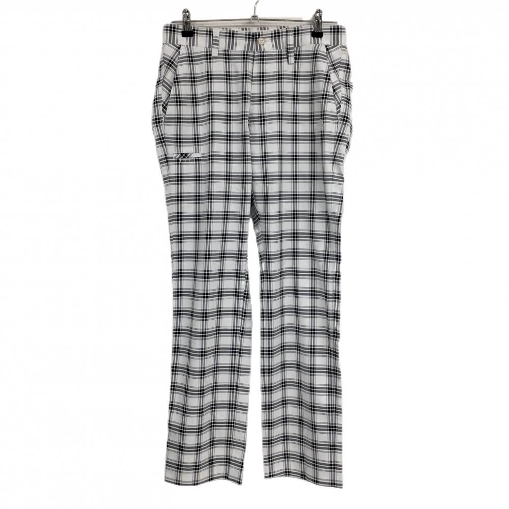 アディダス パンツ 白×黒 チェック ティー装着可 ロゴ刺しゅう メンズ