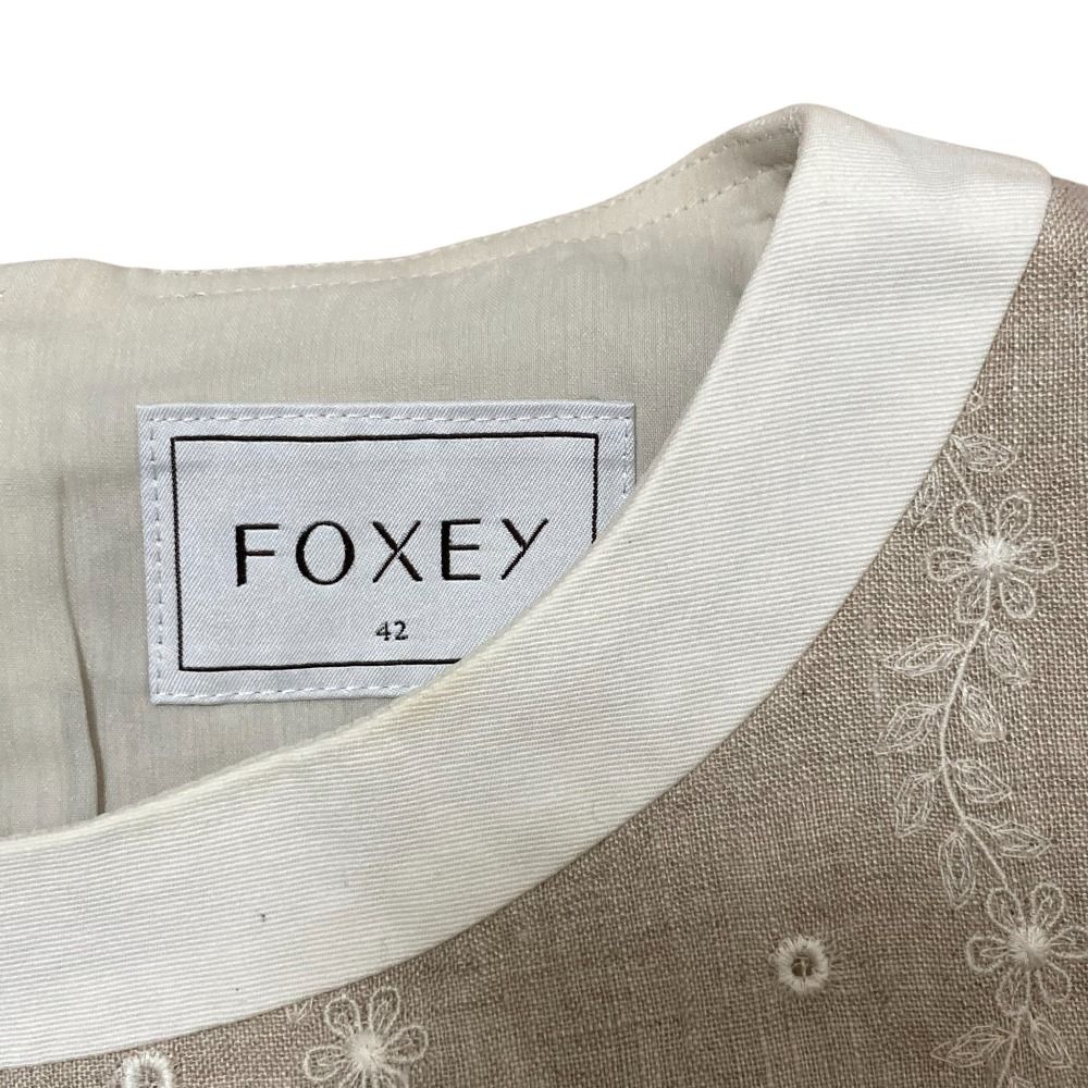 良品 FOXEY フォクシー リネンブーケ ノースリーブ ワンピース 35375  