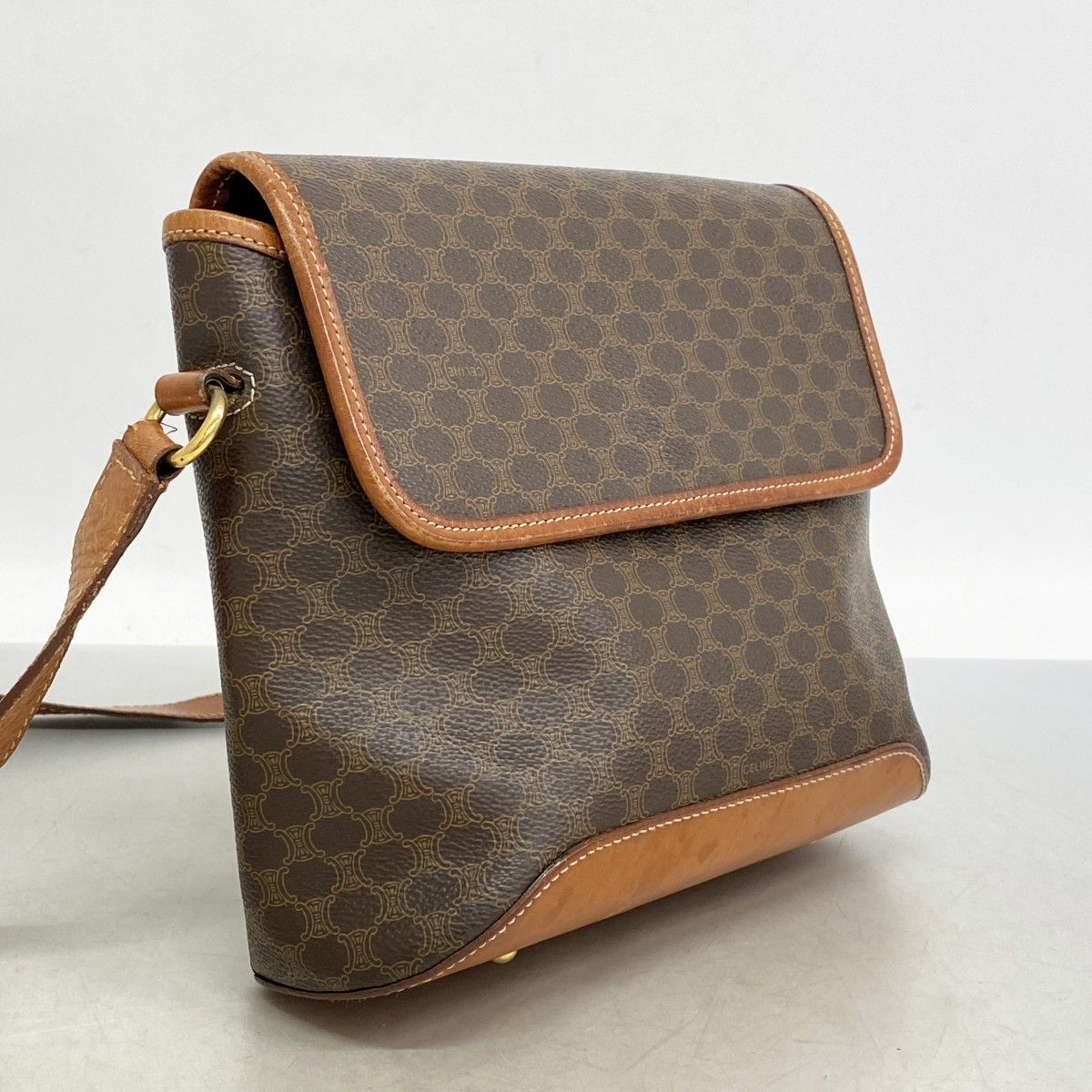 6ac3044-k】セリーヌ ショルダーバッグ マカダム PVC ブラウン  