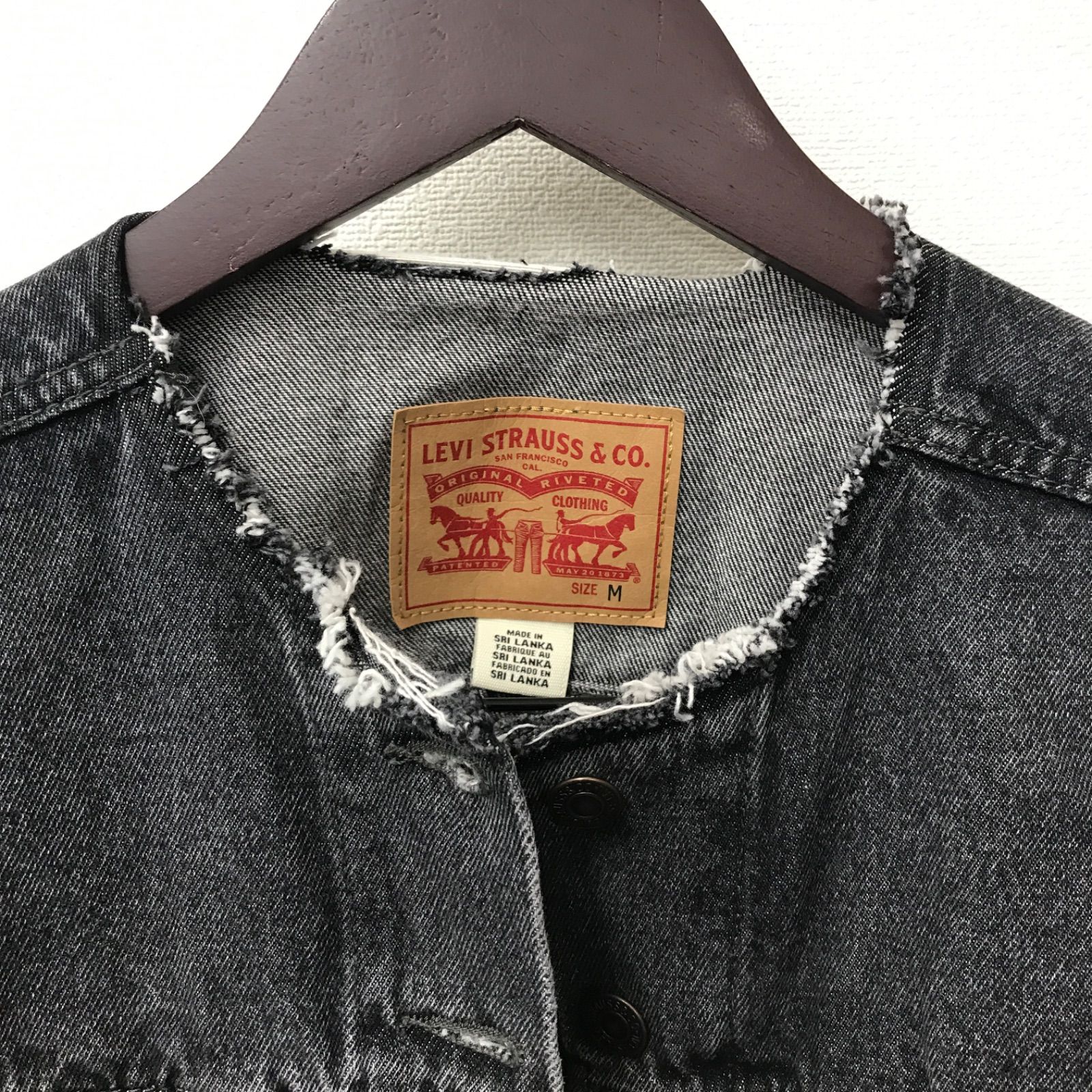 N1023 LEVIS リーバイス ノーカラー デニムジャケット カットオフ M