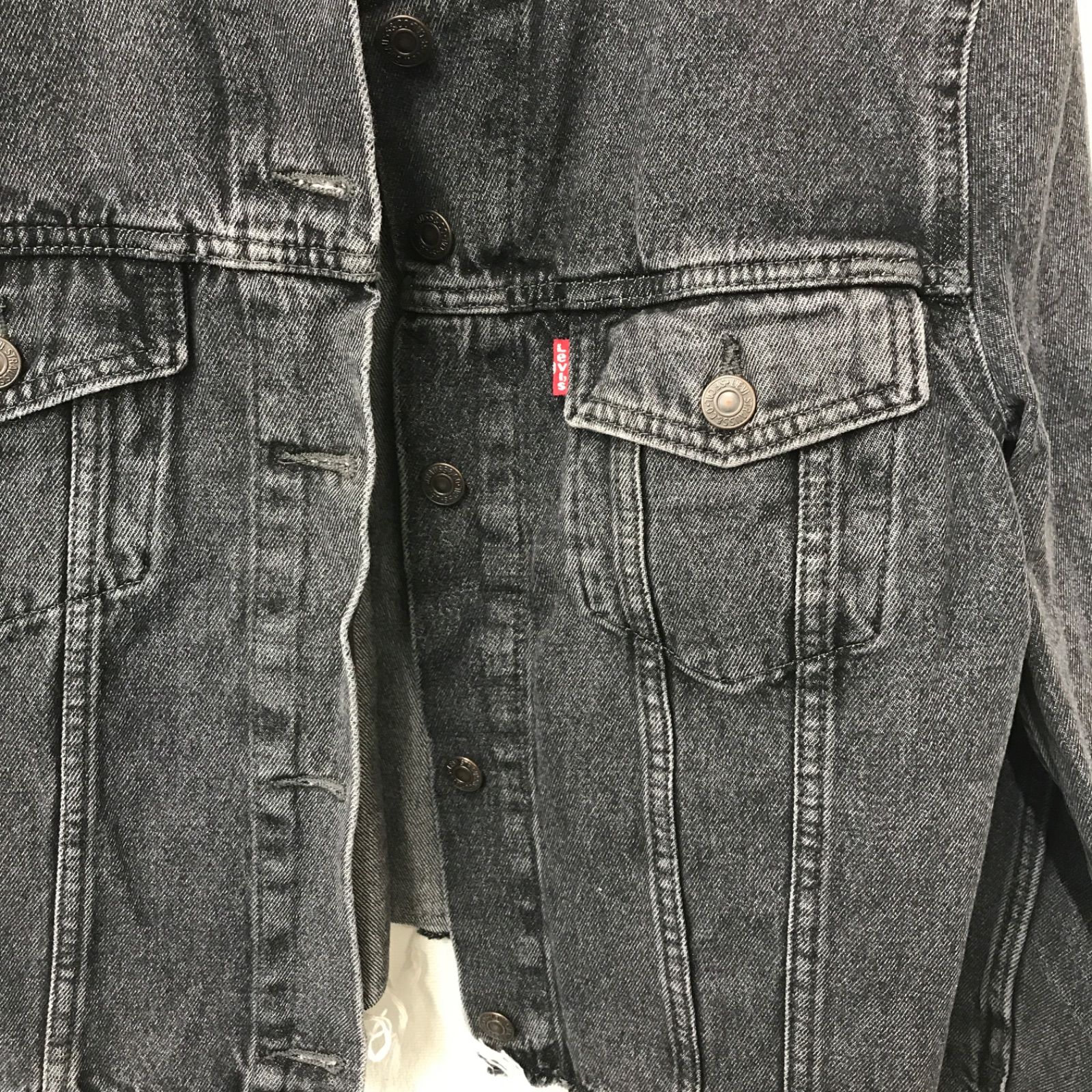 N1023 LEVIS リーバイス ノーカラー デニムジャケット カットオフ M 