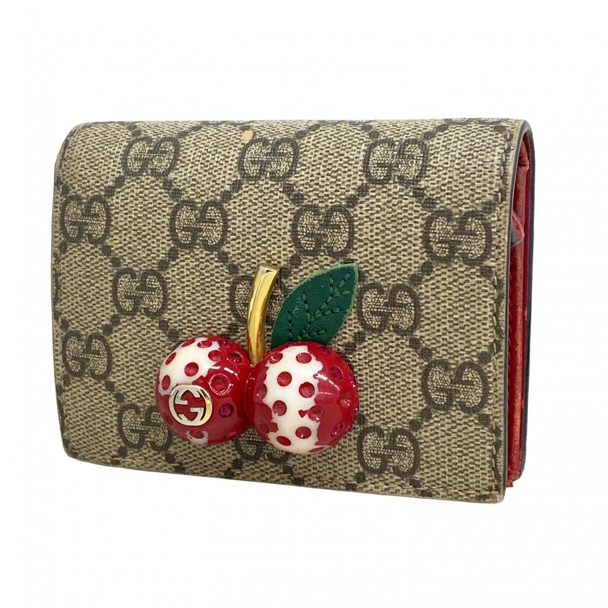 6ac3061】グッチ 財布 GGスプリーム チェリー 475060 PVC ブラウン