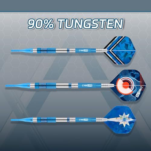  CyeeLifeプロフェッショナルタングステン合金ソフトチップダーツセット 18 g 統合飛行3つとシャフト30つの追加チップ9つの飛行3つのPCシャフト1つの電子ボードバッグ付き ギフトセット 青 彡 5 c 41 dadb その他 キッチン 食器