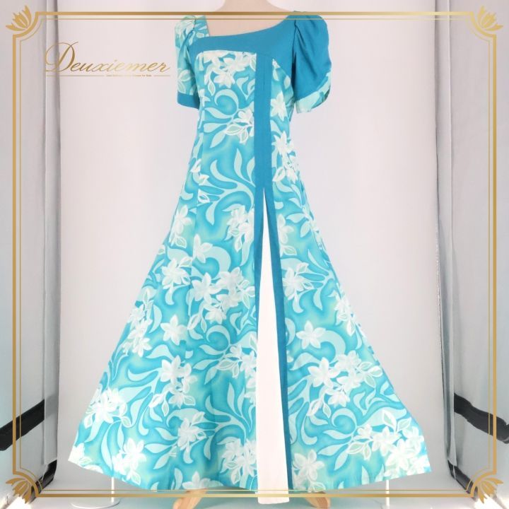 フラダンス 衣装 ワンピース ドレス ブルー系 アロハスタンダード 日本