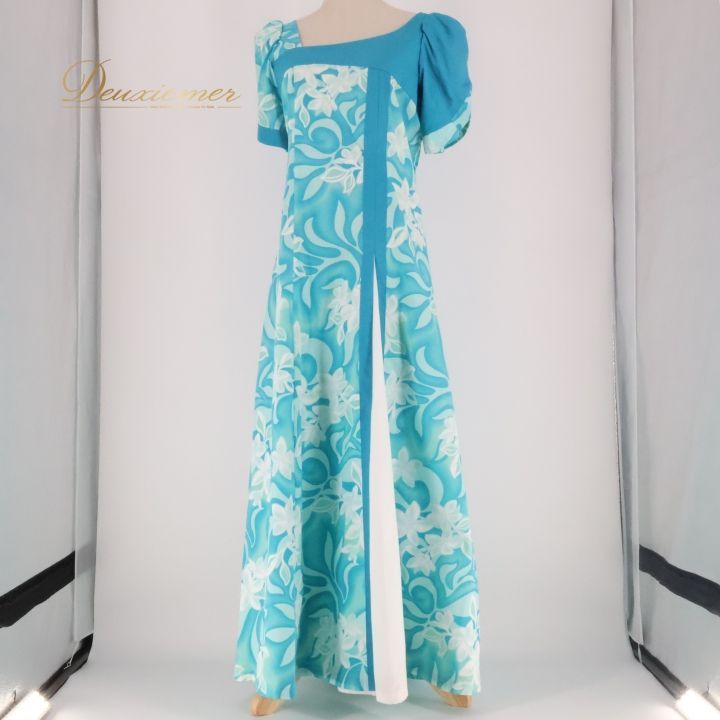 フラダンス 衣装 ワンピース ドレス ブルー系 アロハスタンダード 日本